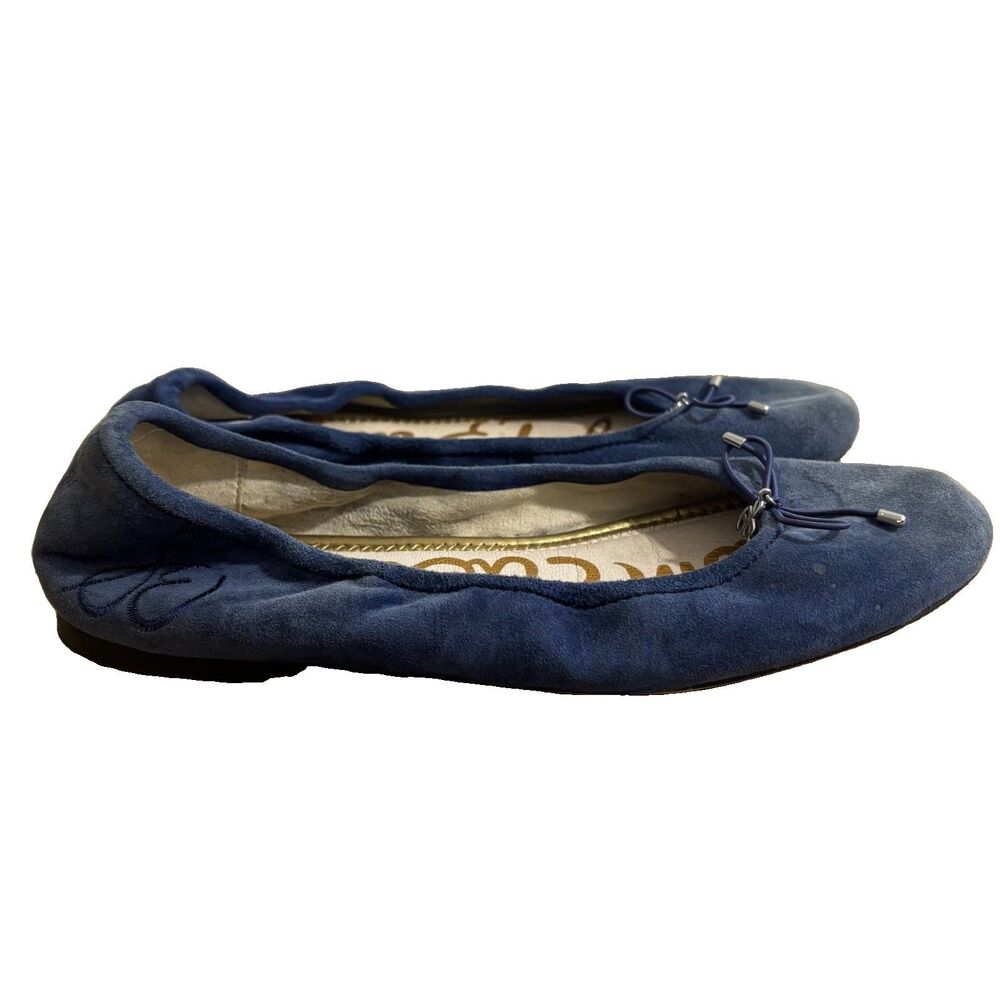 Sam Edelman Felicia Ballet Flats Women’s Sz 8.5 Blue Suede Bow READ